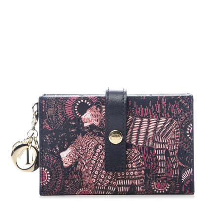 Christian Dior Calfskin Animals Lady Dior 5-Gusset Card Holder Fuchsia Multicolor 1 of 7