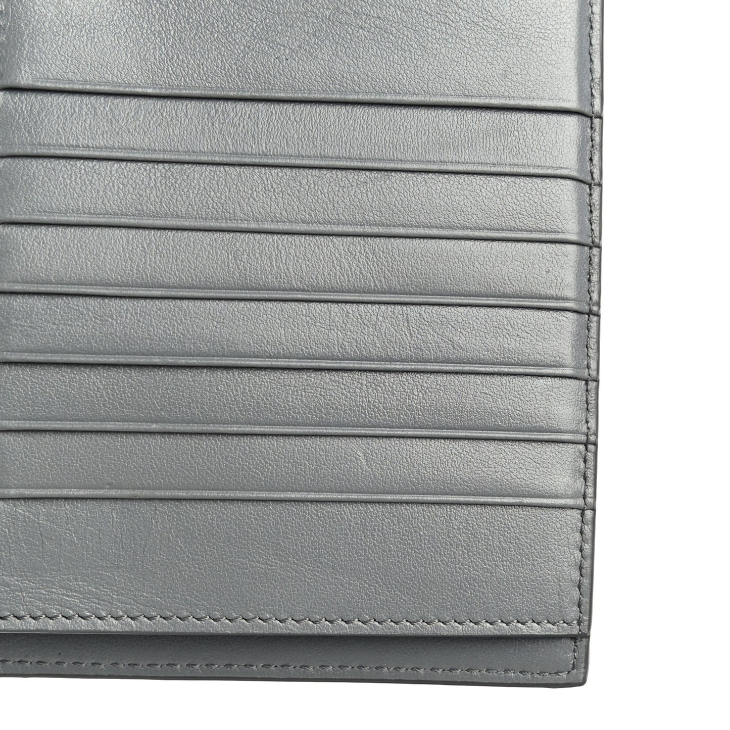Grained Calfskin Medium Multifunction Strap Wallet Grey