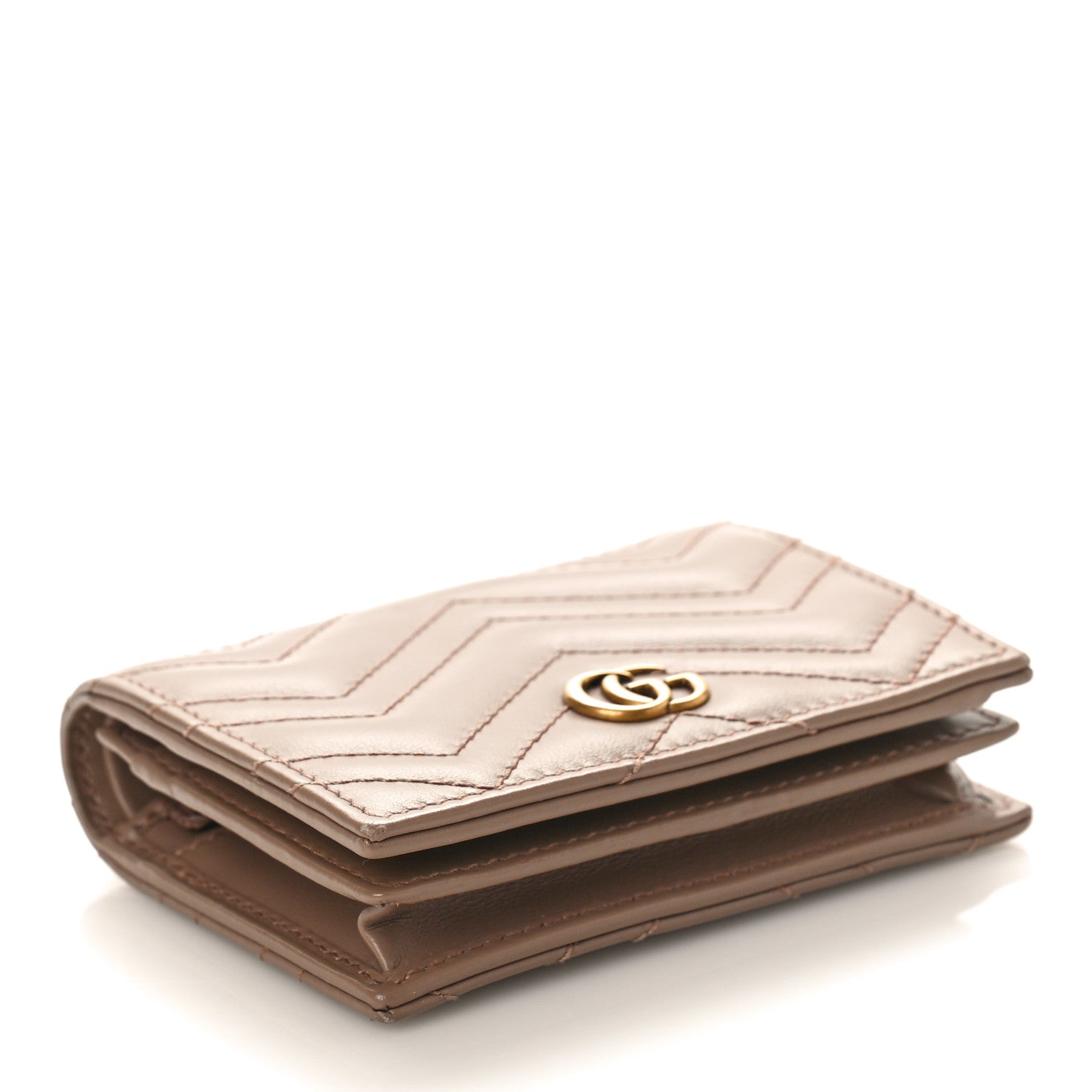 Gucci Calfskin Matelasse GG Marmont Card Case Wallet Porcelain Rose 4 of 9