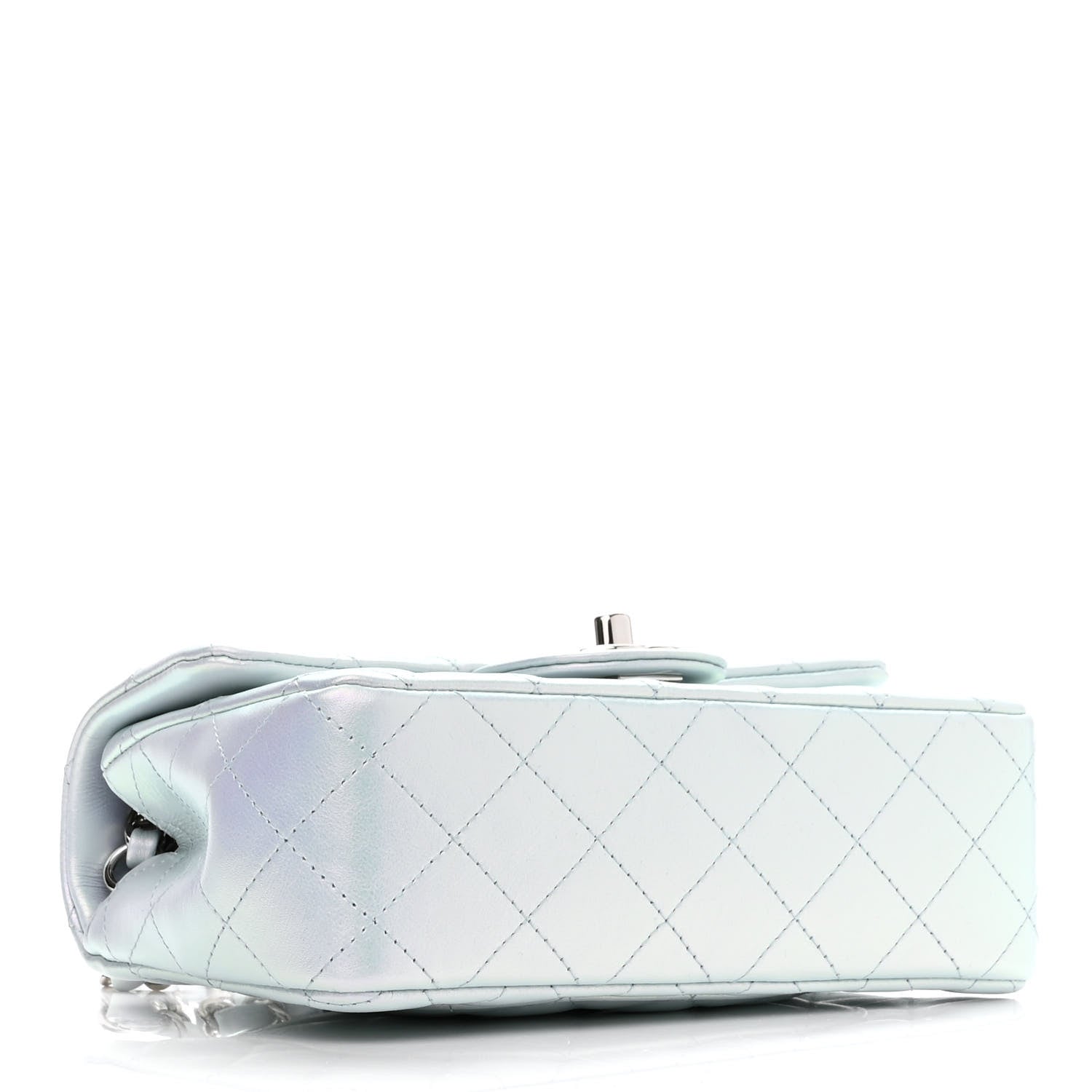Chanel Iridescent Calfskin Quilted Mini Rectangular Flap Light Blue 4 of 11