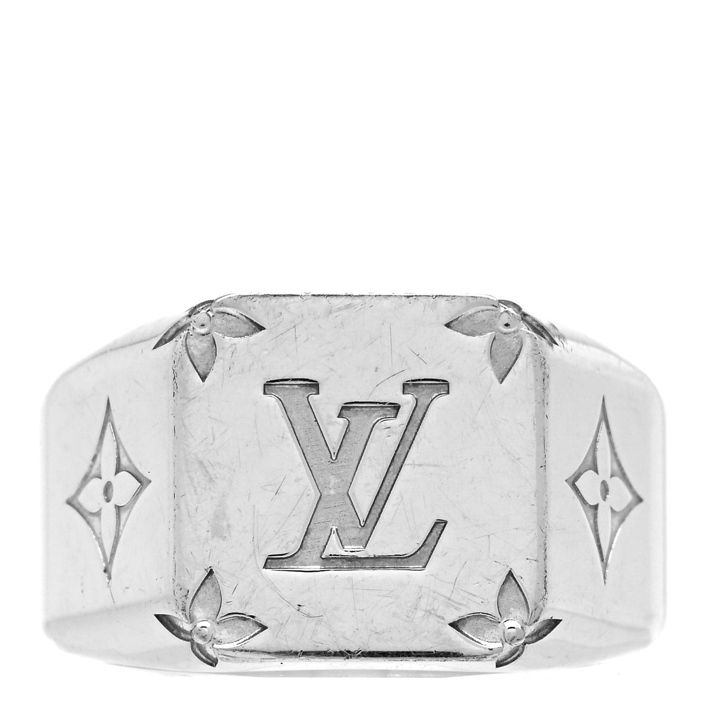 Monogram Signet Ring L Palladium