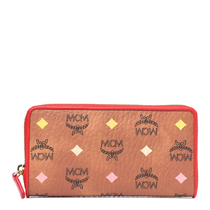 MCM Skyoptic Visetos Zip Around Wallet Cognac Red 1 of 4