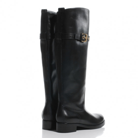 Louis Vuitton Leather Susan High Flat Black Boots 36.5 4 of 7