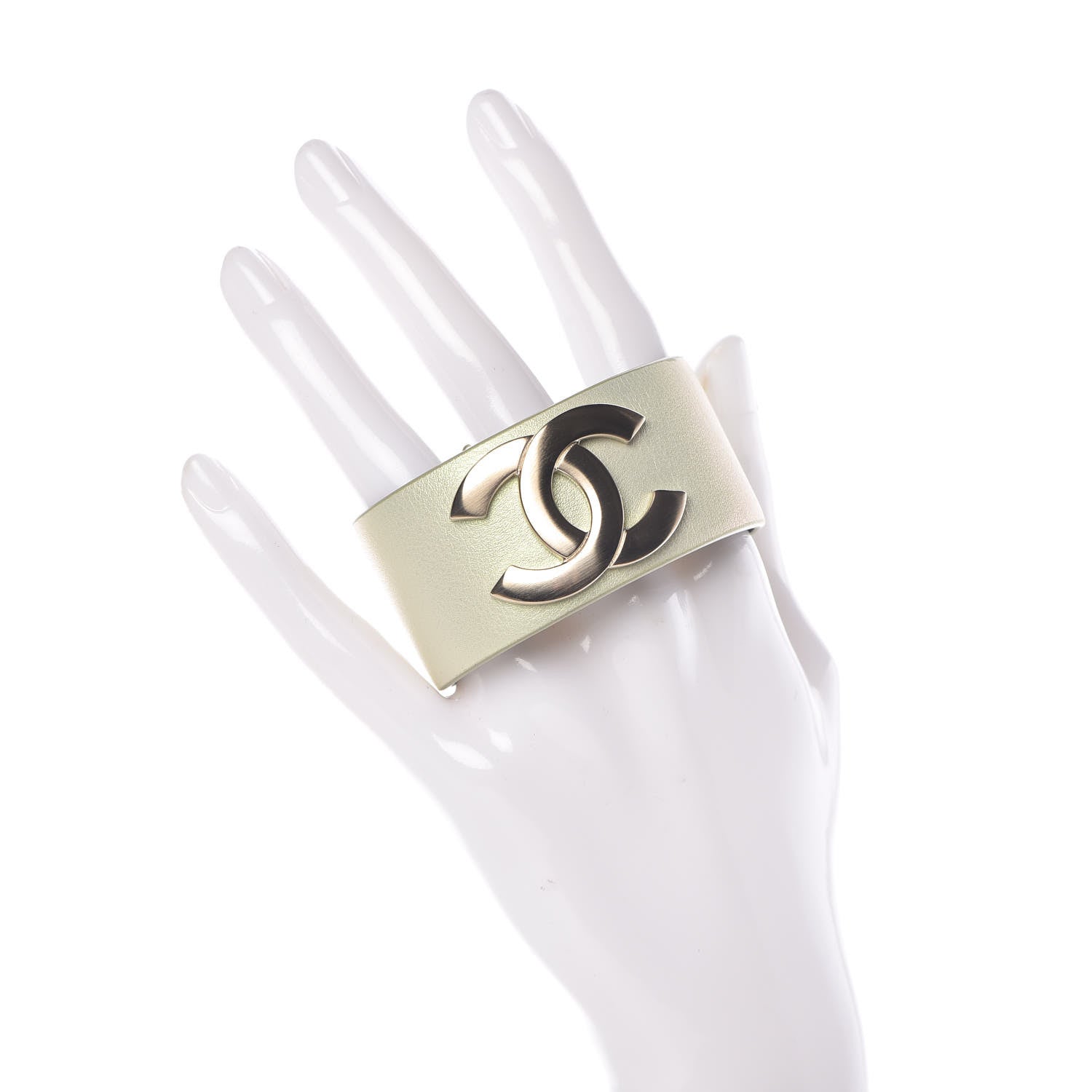 Chanel Calfskin CC Wide Cuff S Light Green 2 of 7