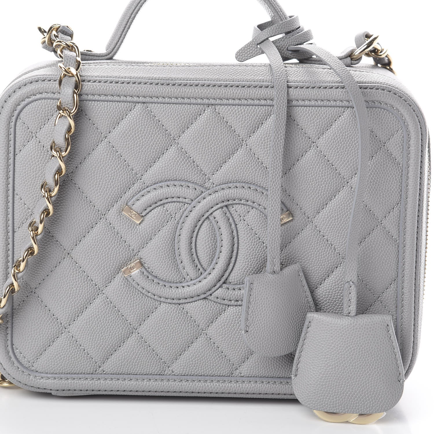 Chanel Caviar Quilted Medium CC Filigree Vanity Case Grey 9 of 9