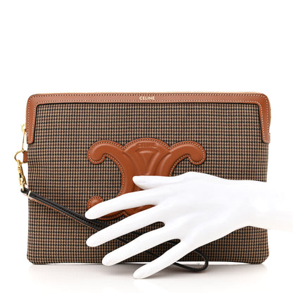 Celine Textile Calfskin Pied De Poule Print Triomphe Striped Small Pouch Multicolor 2 of 8