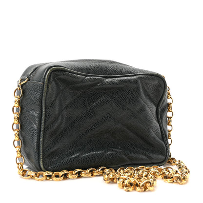 Chanel Caviar Chevron Quilted Tassel Camera Case Dark Green 3 of 10