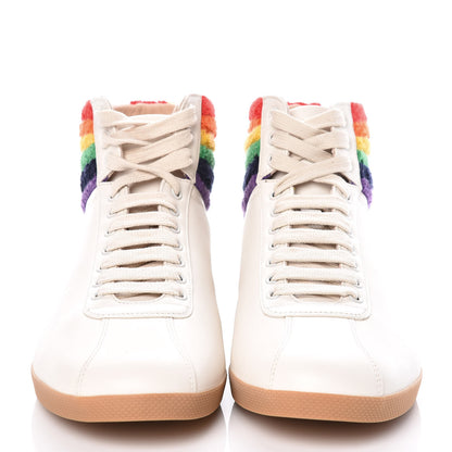 Gucci Calfskin Mens Bambi Rainbow High Top Sneakers 11 Mystic White 2 of 9