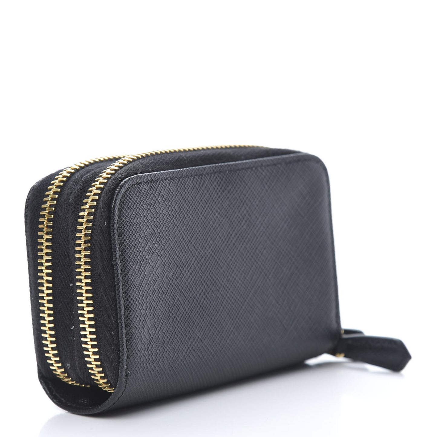 Saffiano Metal Double Zip Coin Purse Black