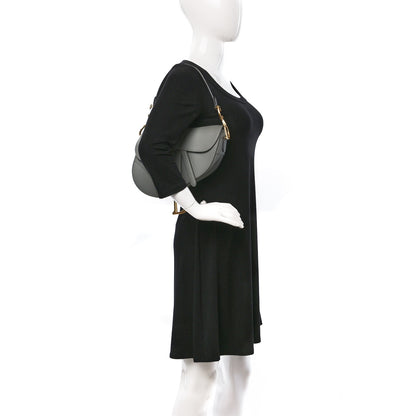 Christian Dior Grained Calfskin Saddle Bag Grey Stone 2 of 13