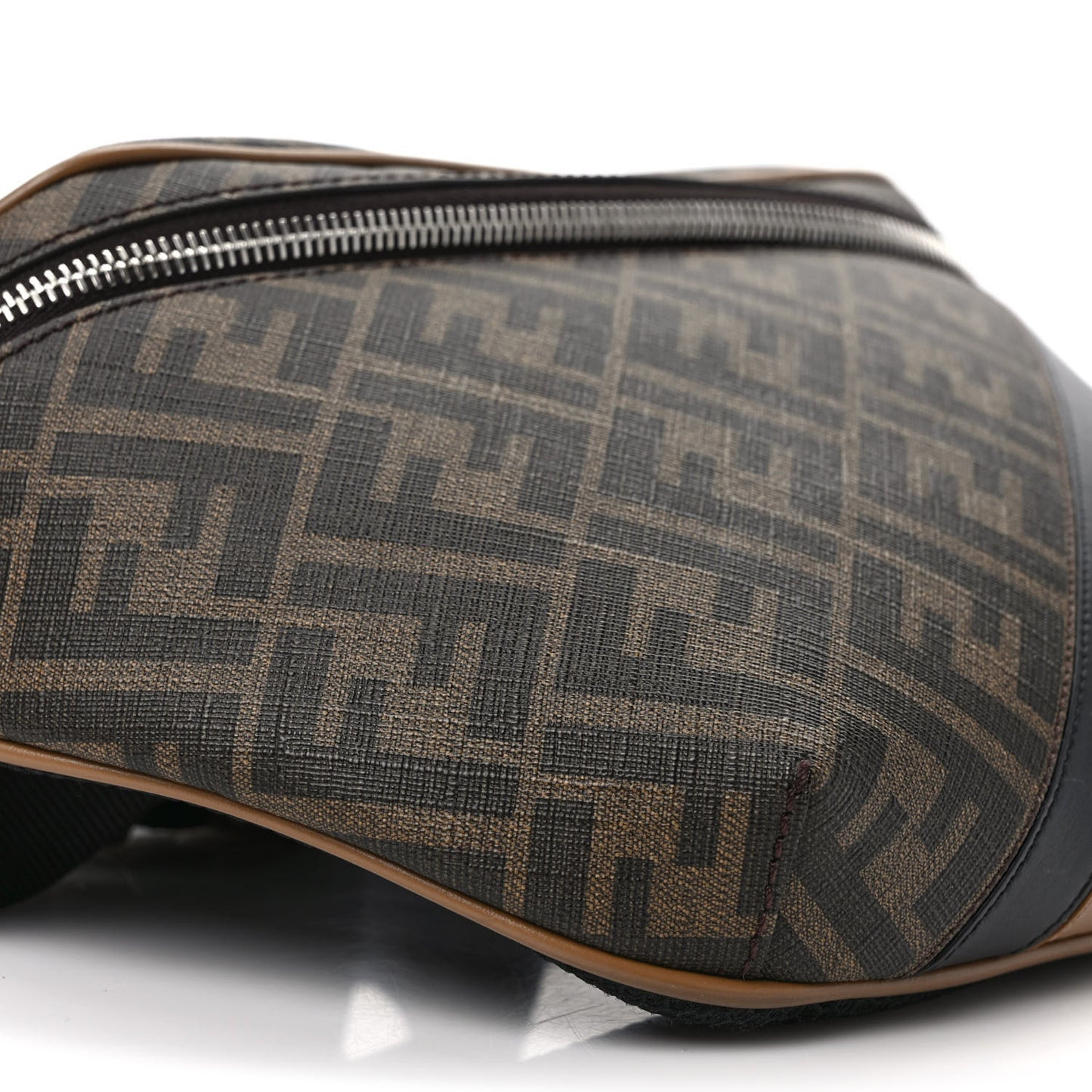 Glazed Fabric Vitello Cover FF 1974 Diagonal Bi-Color Belt Bag Tobacco Moro Sand Black