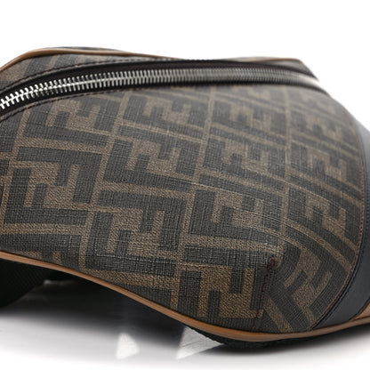 Fendi Glazed Fabric Vitello Cover FF 1974 Diagonal Bi-Color Belt Bag Tobacco Moro Sand Black 7 of 8