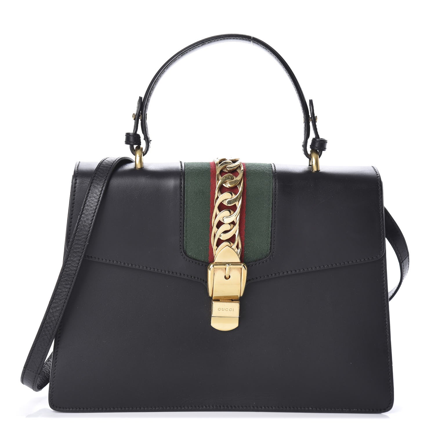Gucci Calfskin Medium Sylvie Top Handle Bag Black 1 of 9
