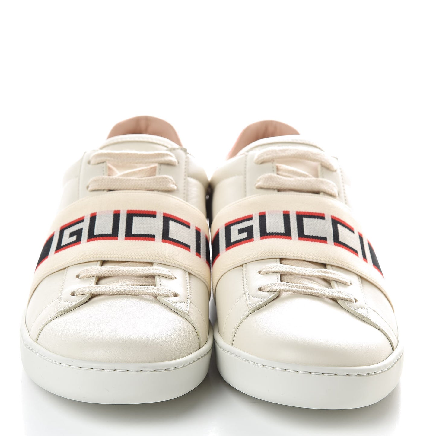 Calfskin Stripe Womens New Ace Sneakers 39 New Mystic White Ecru Red Flame