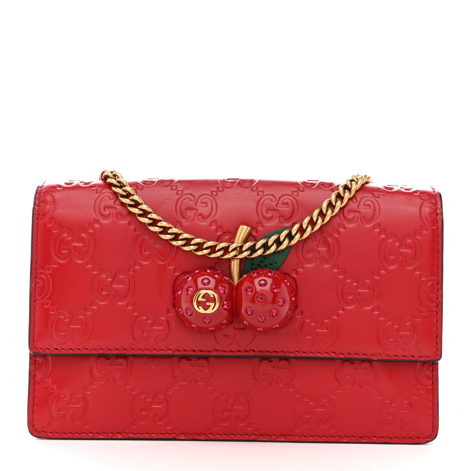 Gucci Guccissima Mini Cherry Chain Bag Hibiscus Red 1 of 12