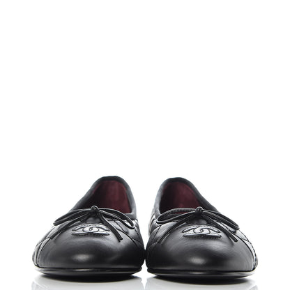Chanel Aged Calfskin Quilted Cap Toe Ballerina Flats 40.5 Black 2 of 8