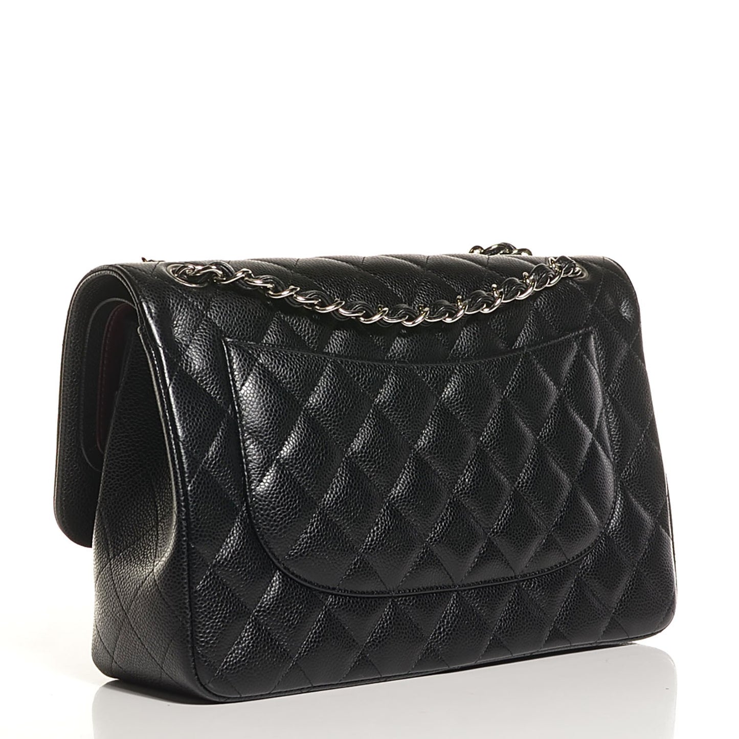 Caviar Quilted Jumbo Double Flap Black