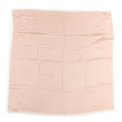 Gucci Wool Silk Jacquard Monogram Fringe Scarf Pink 1 of 2