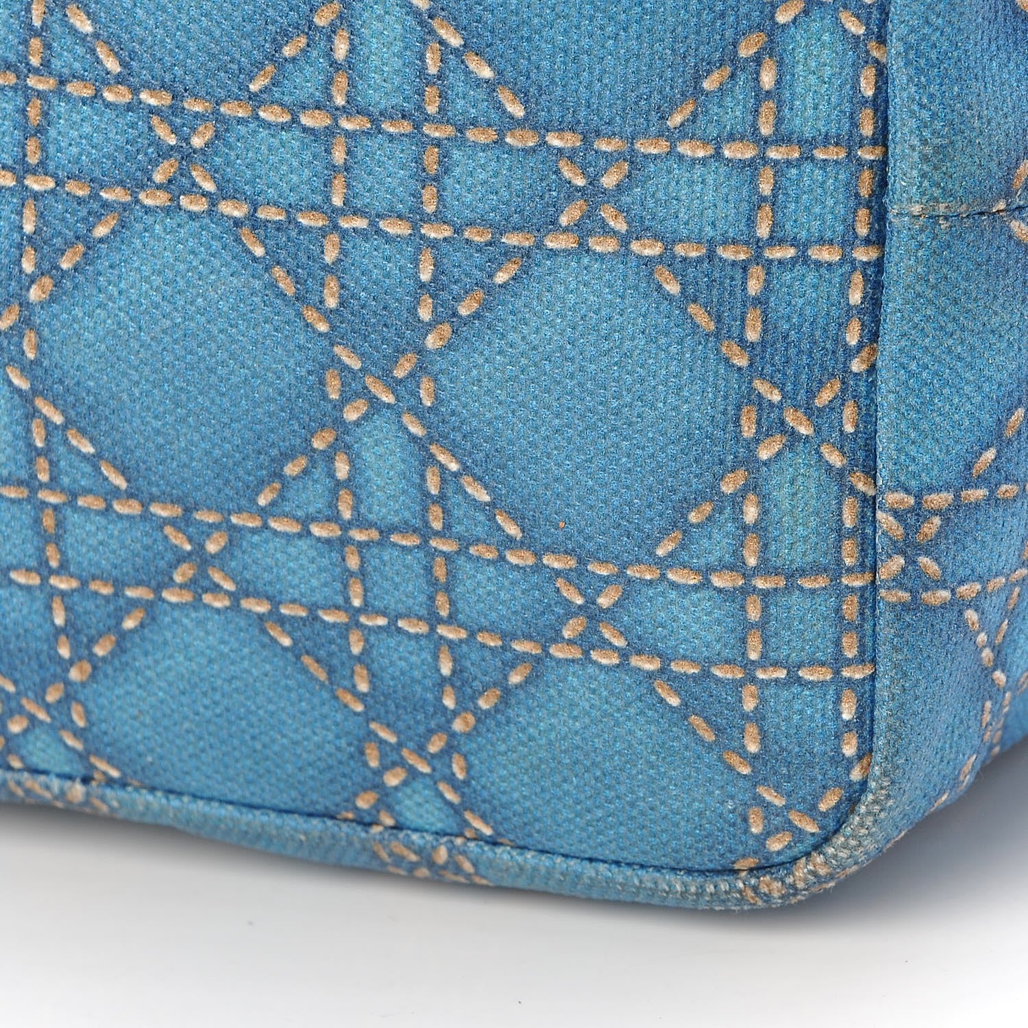 Christian Dior Coated Canvas Cannage Print Cherie Tote Blue 13 of 13