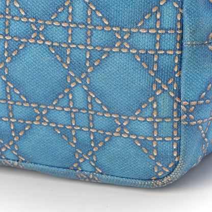 Christian Dior Coated Canvas Cannage Print Cherie Tote Blue 13 of 13