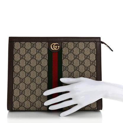 Gucci GG Supreme Monogram Web Ophidia Pouch Brown 2 of 8