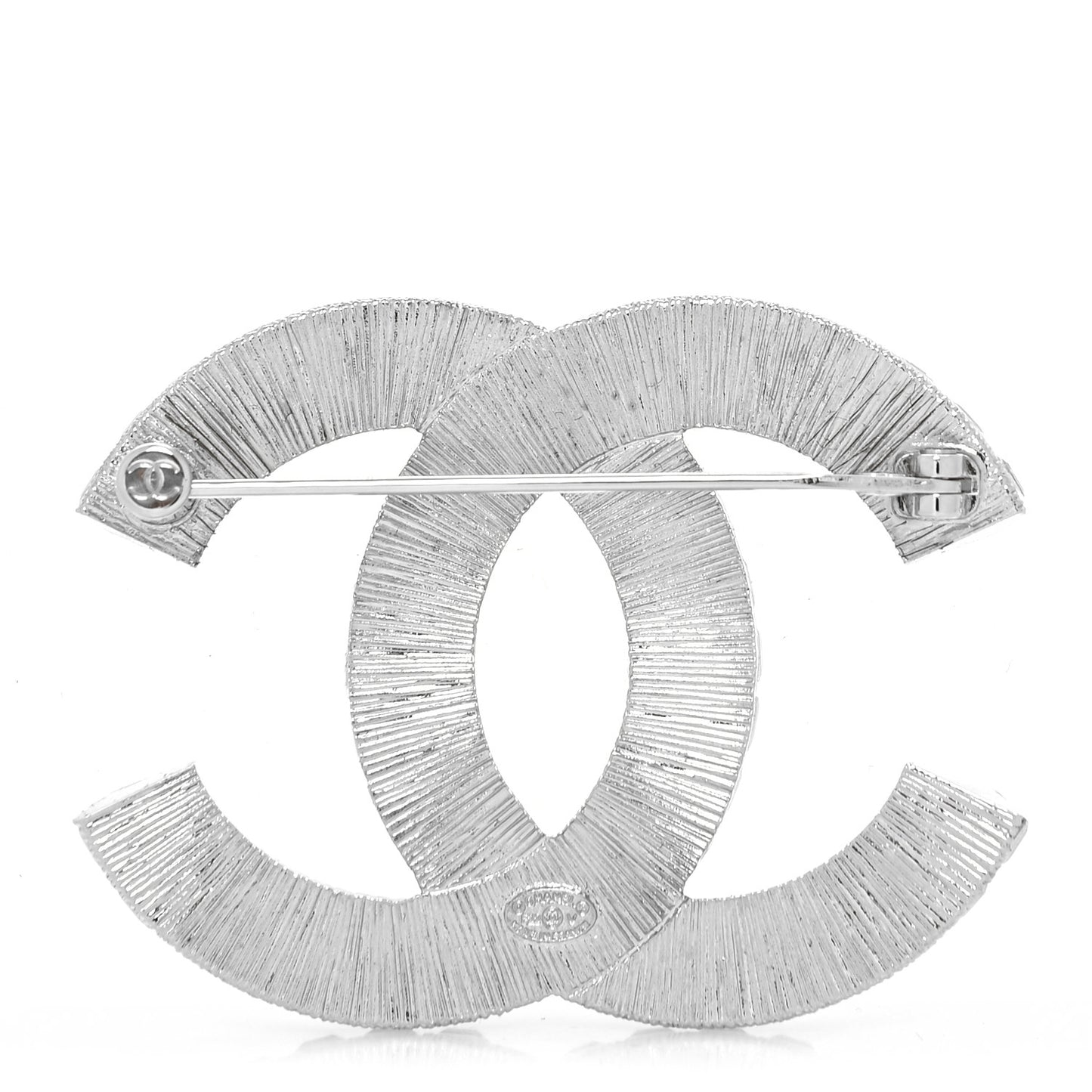 Baguette Crystal CC Brooch Silver