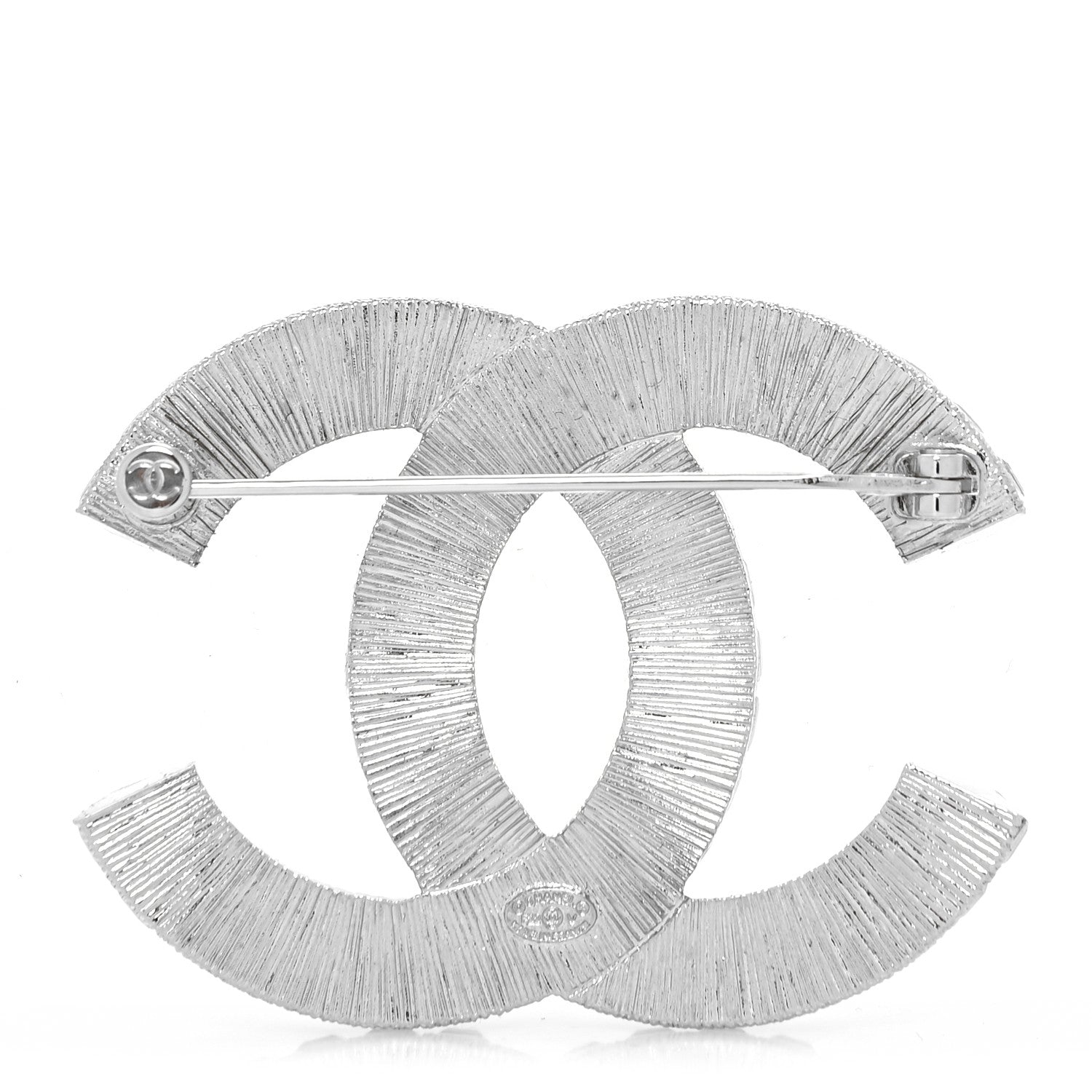 Chanel Baguette Crystal CC Brooch Silver 3 of 4
