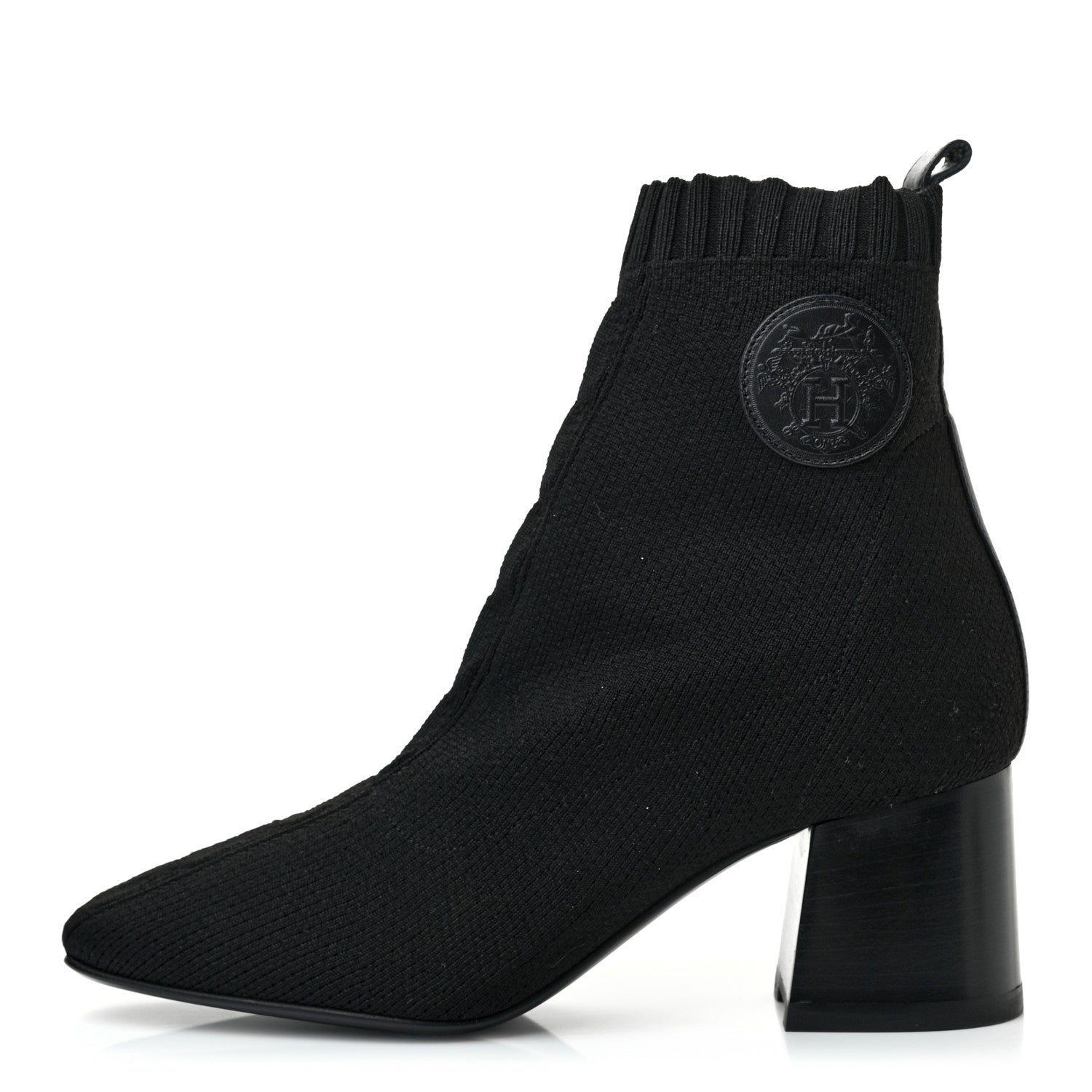 Hermes Knit Calfskin Volver Ankle Boots 37 Black 1 of 8
