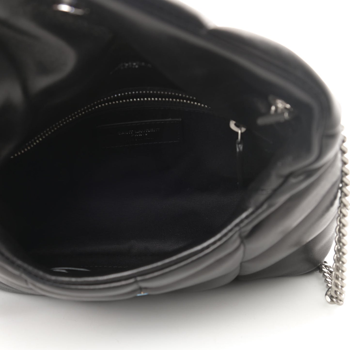 Lambskin Quilted Toy Loulou Puffer Monogram Chain Satchel Black