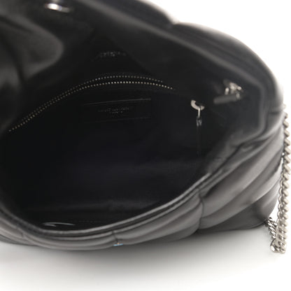 Saint Laurent Lambskin Quilted Toy Loulou Puffer Monogram Chain Satchel Black 5 of 11