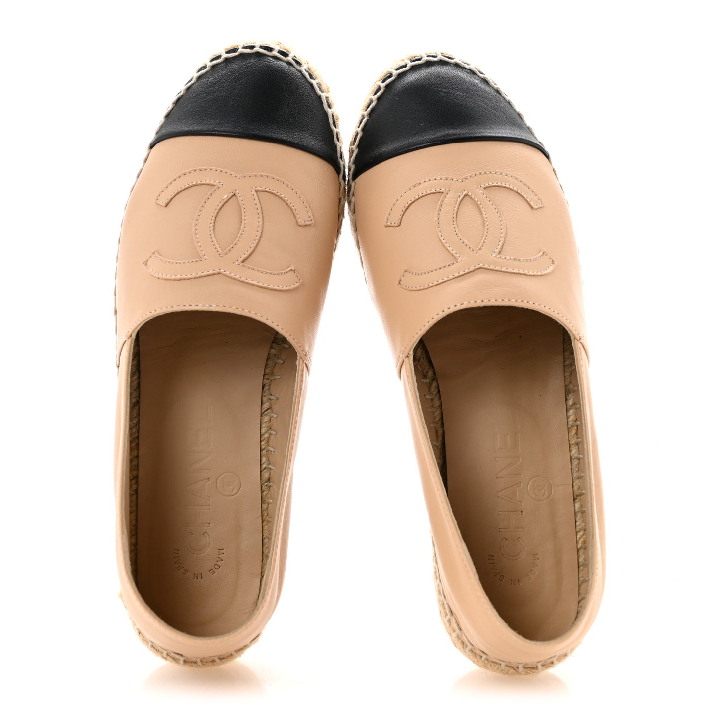 Lambskin CC Espadrilles 36 Beige Black