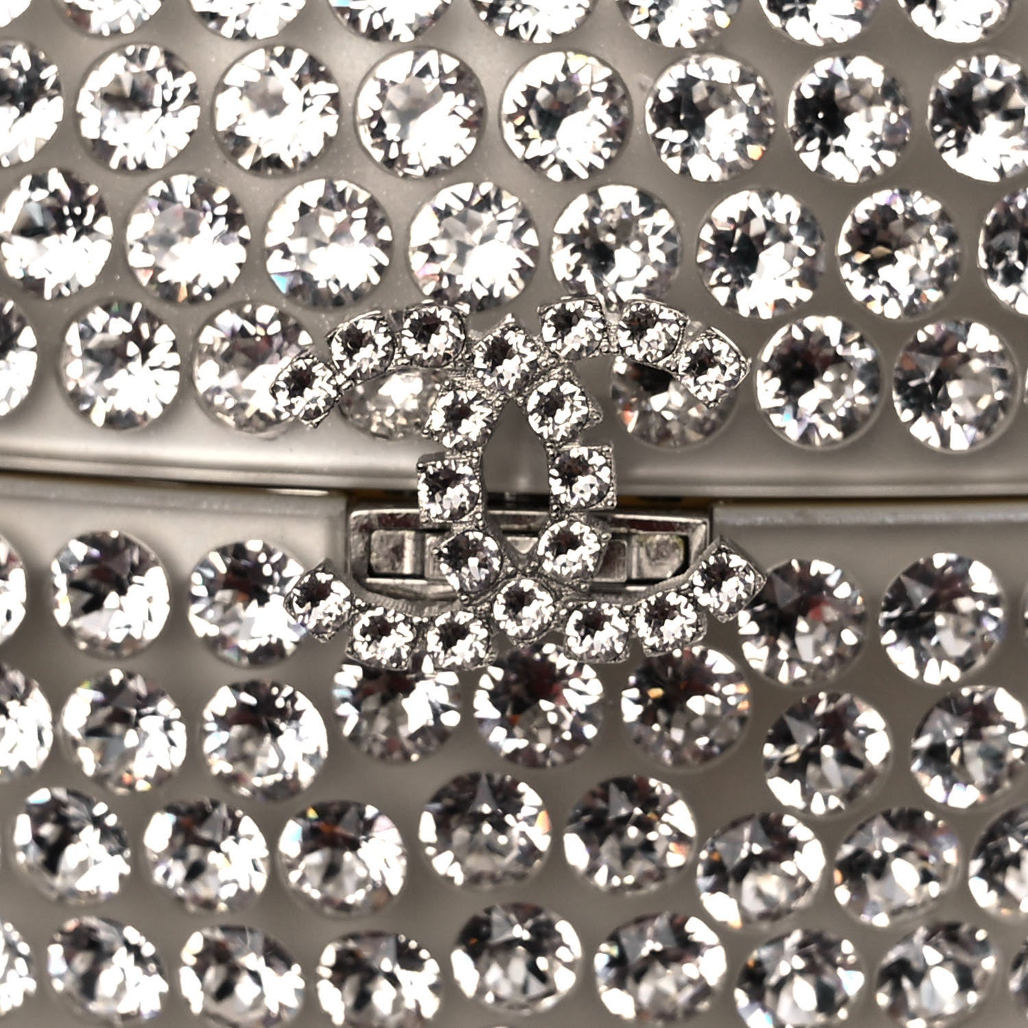 Chanel Plexiglass Strass CC Round Minaudiere Clutch Silver 8 of 9