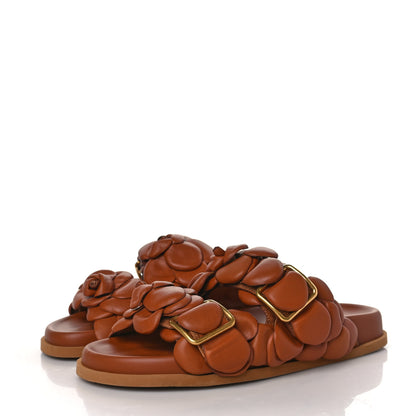 Valentino Garavani Calfskin Atelier 03 Rose Edition Double Buckle Slide Sandals 36 Cuoio 3 of 9