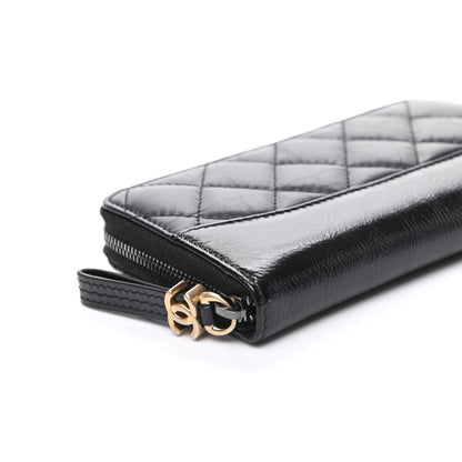 Chanel Aged Calfskin Quilted Small Gabrielle Zip Around Wallet Black 9 of 11