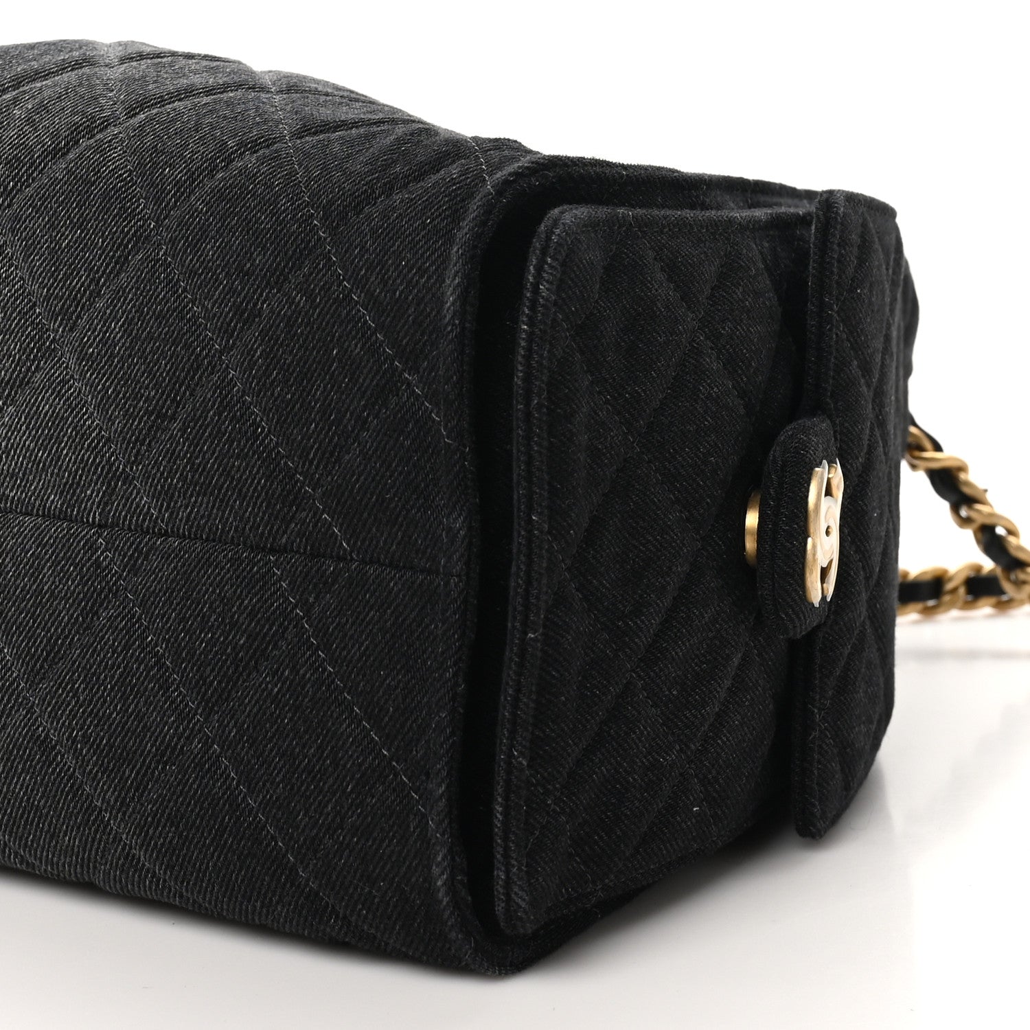 Chanel Washed Denim Quilted Small Chanel 25 Handbag Black 1687970