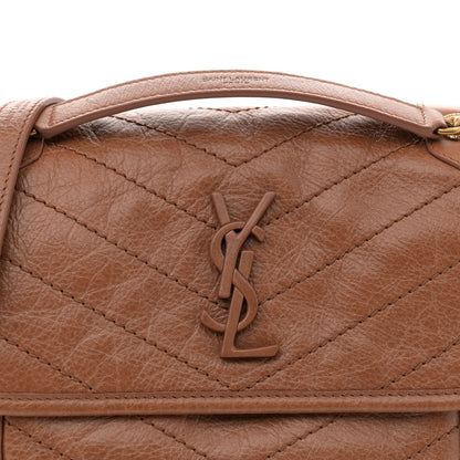 Saint Laurent Crinkled Calfskin Matelasse Monogram Baby Niki Chain Satchel Light Caramel 8 of 11