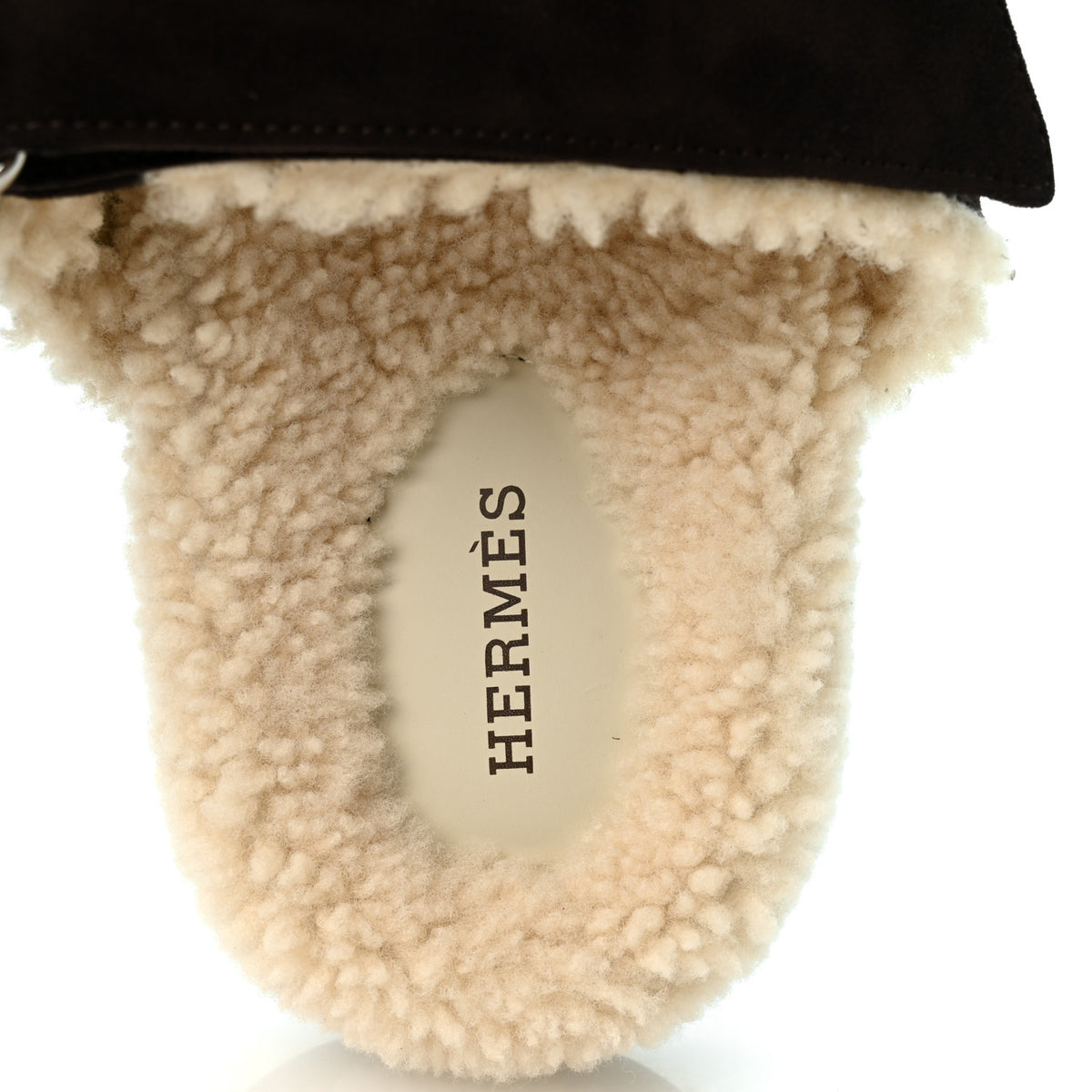 Hermes Suede Goatskin Woolskin Womens Chypre Sandals 38 Marron Ebene 6 of 9
