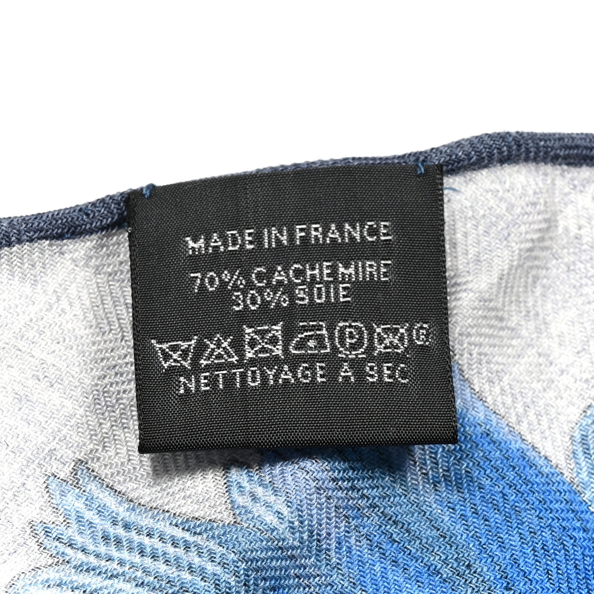 Hermes Cashmere Silk Tulipomanie Giant Pointe Triangle Scarf Gris Chine Bleu Electrique Ardoise 3 of 6