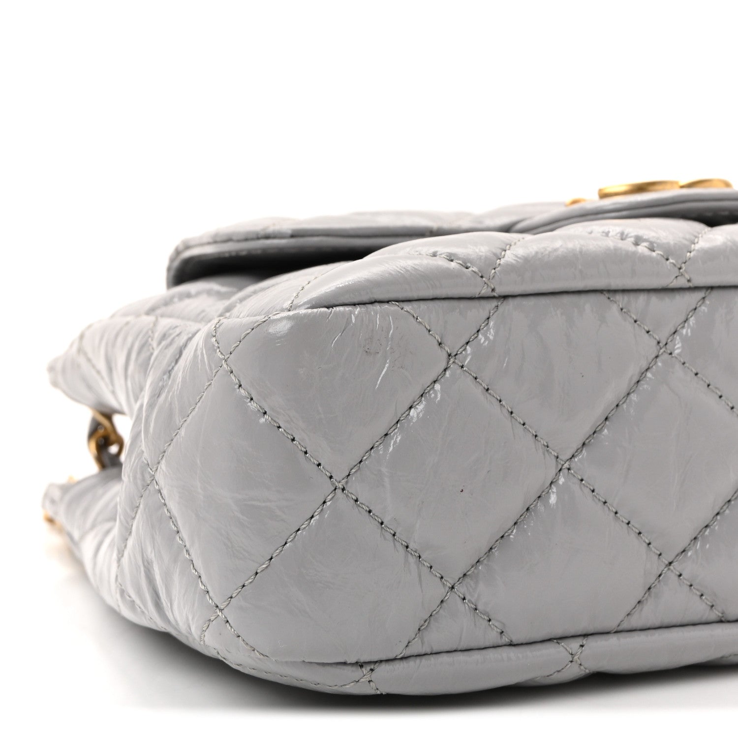 Chanel Shiny Crumpled Calfskin Quilted Small Wavy CC Hobo Grey 9 of 10