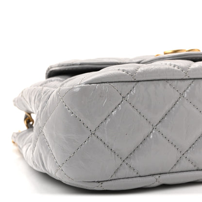 Chanel Shiny Crumpled Calfskin Quilted Small Wavy CC Hobo Grey 9 of 10