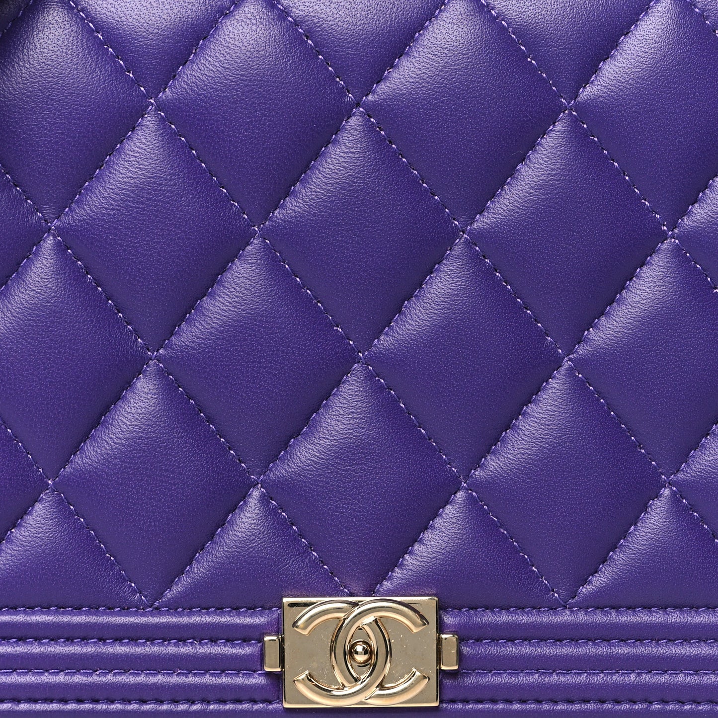 Lambskin Quilted Boy Wallet On Chain WOC Purple