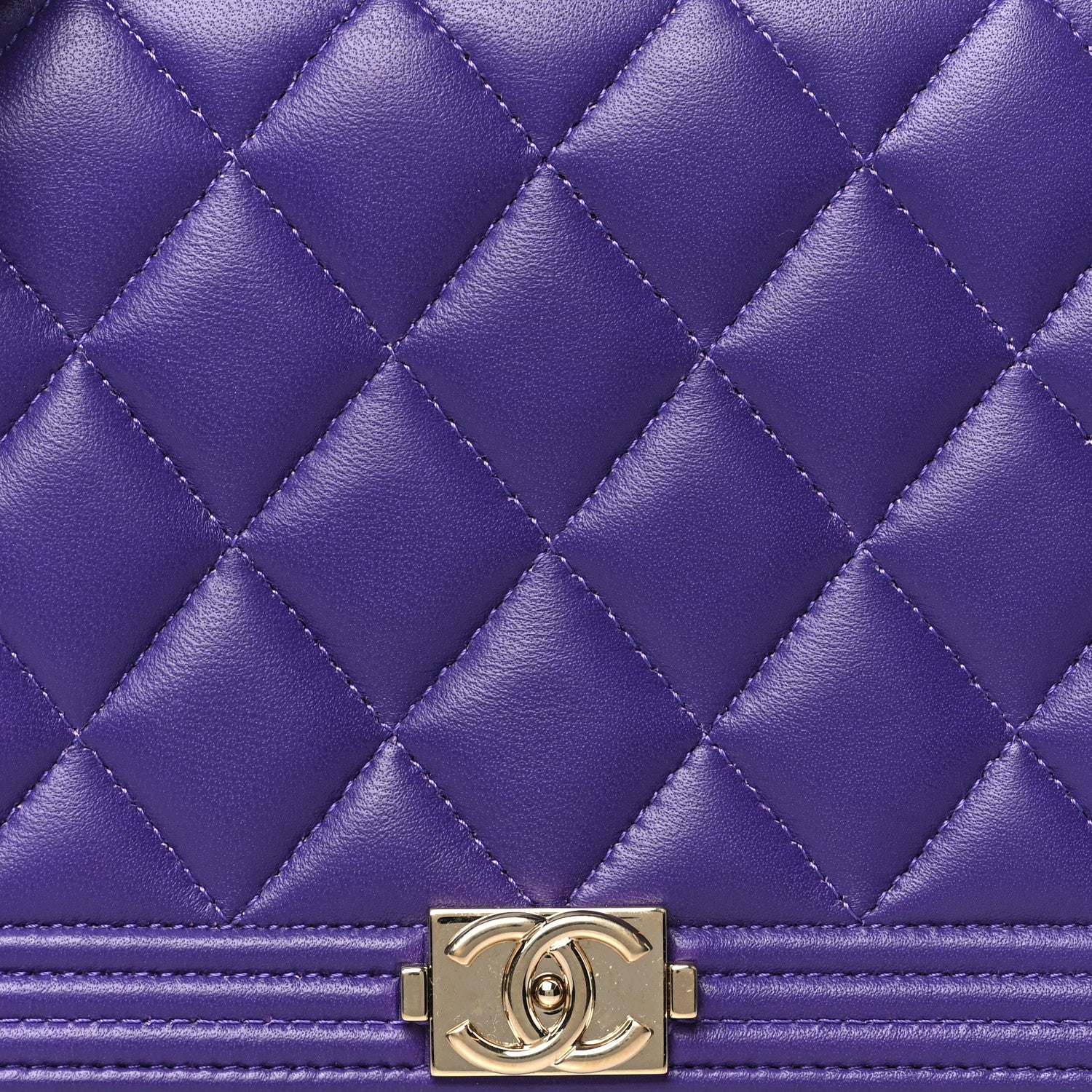 Chanel Lambskin Quilted Boy Wallet On Chain WOC Purple 9 of 12
