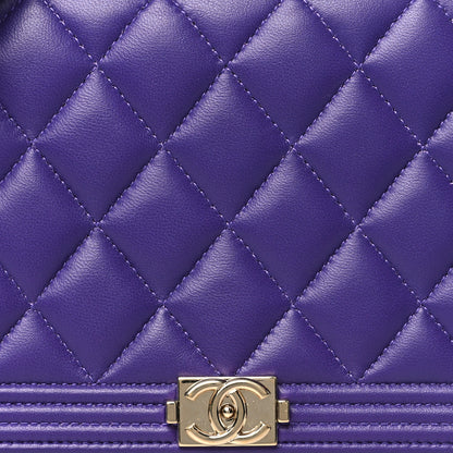 Chanel Lambskin Quilted Boy Wallet On Chain WOC Purple 9 of 12