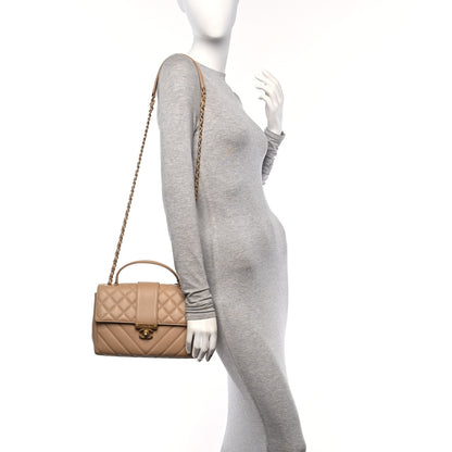Chanel Calfskin Quilted Chevron In The City Bag Beige 2 of 10