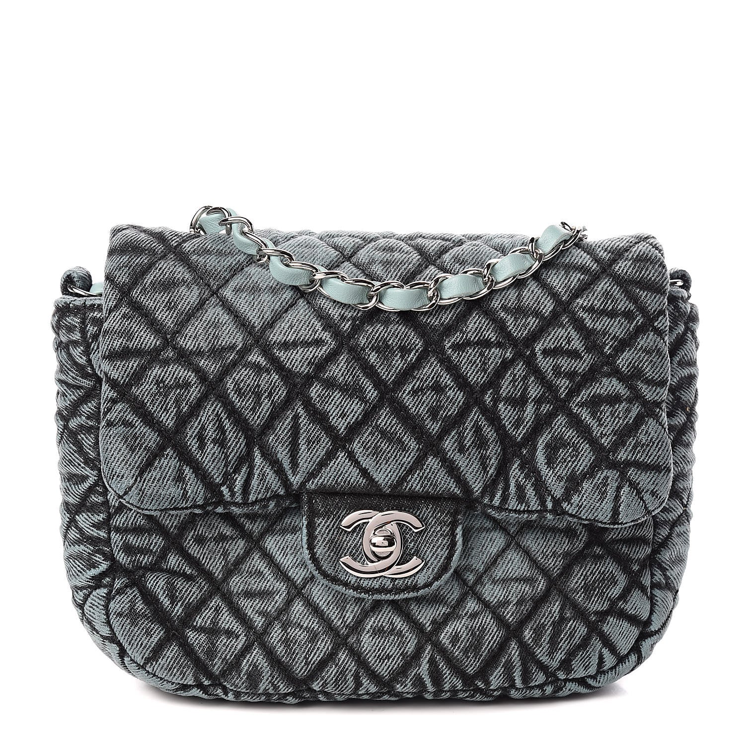 Chanel Denim Quilted Small Denimpression Flap Blue Black 1 of 10