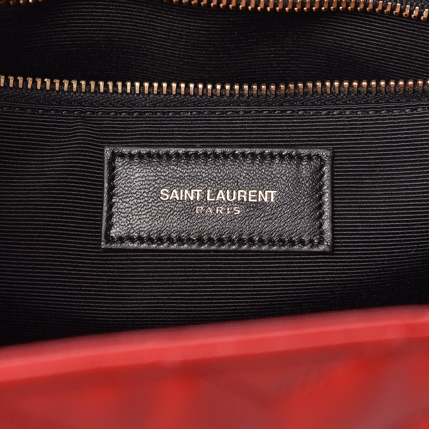 Saint Laurent Grain De Poudre Matelasse Chevron Large Monogram Shopping Bag Red 6 of 16