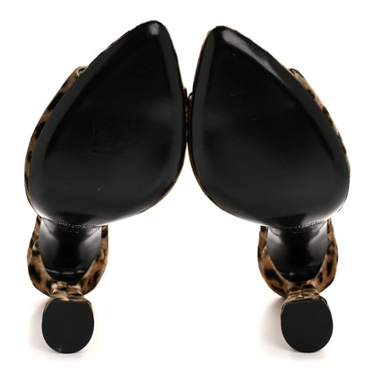 Saint Laurent Velvet Leopard Print Gippy 105 Sandals 38.5 Manto Naturale 6 of 10