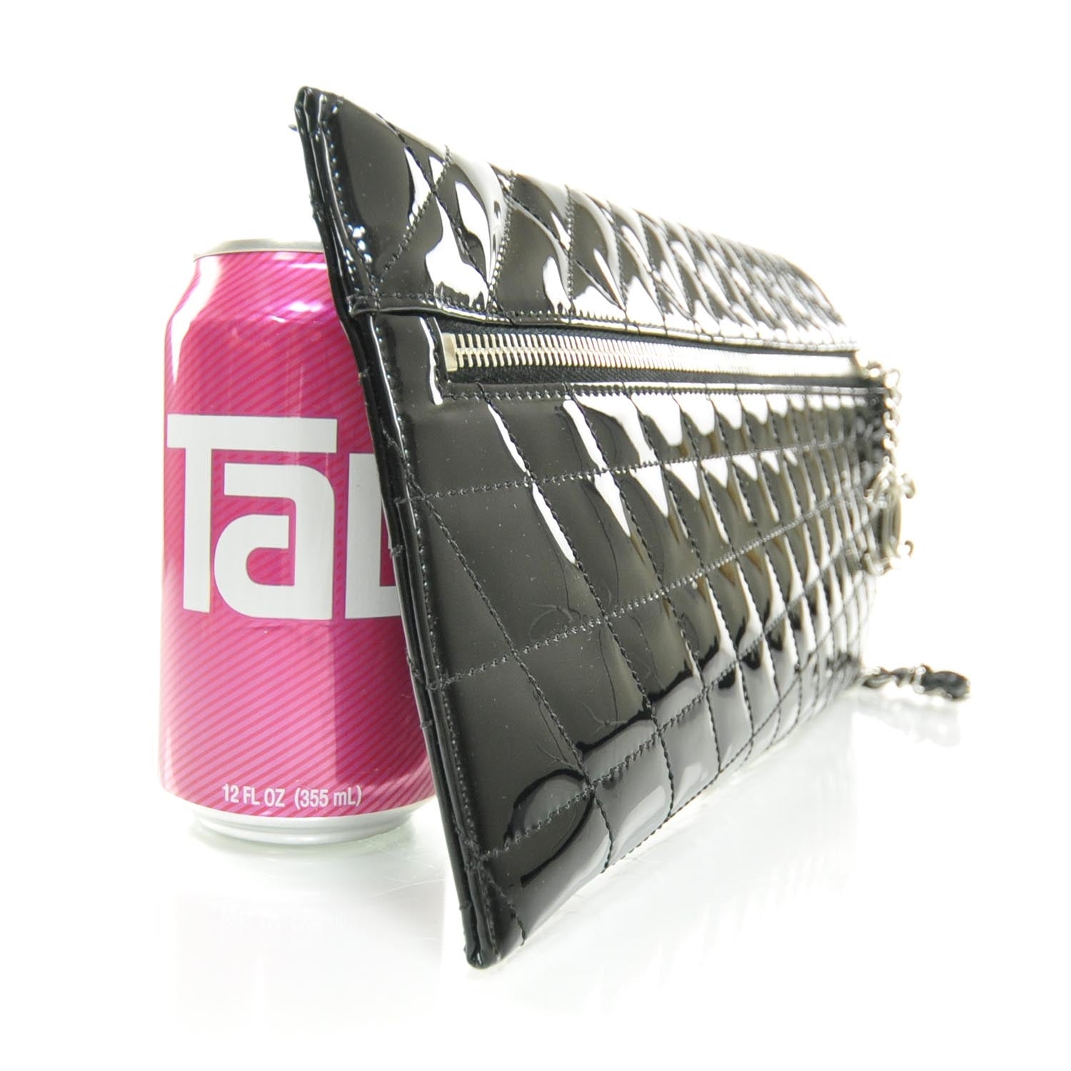 Chanel Patent Geometric Quilted Kaleidoscope Clutch Black 3 of 7