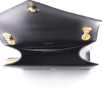 Saint Laurent Grain De Poudre Textured Mixed Matelasse Triquilt Medium Monogram Satchel Black 5 of 9