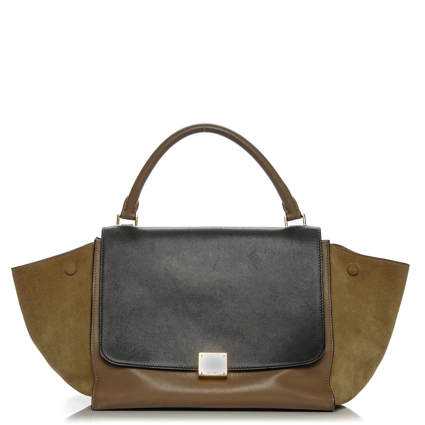 Smooth Calfskin Suede Medium Tri-Color Trapeze Olive